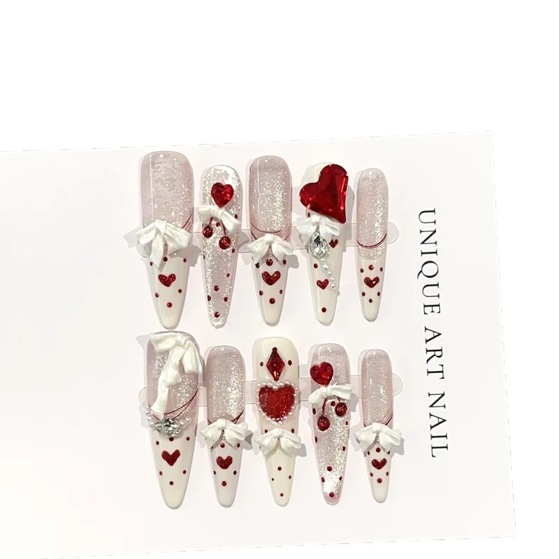 Herz-Themen bewegliche Press-on-Nagelset