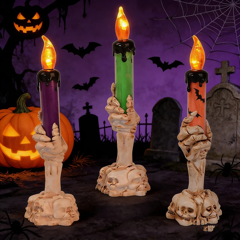 Spooky Kerzenhalter mit Skeletthandbasis Brehn