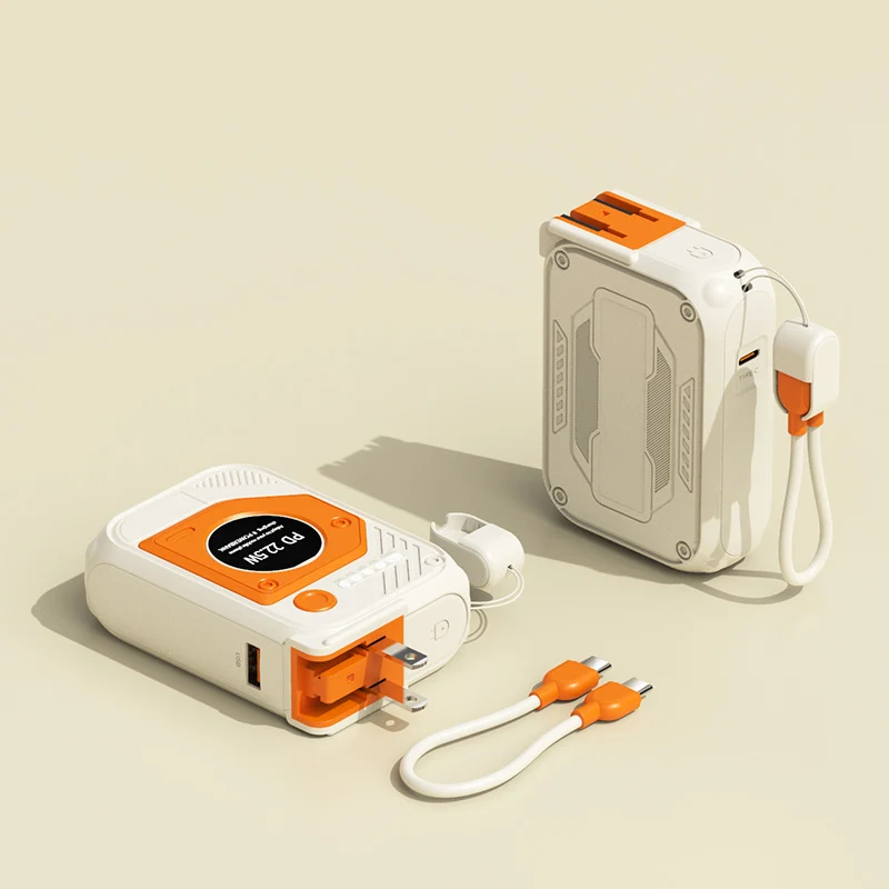 Tragbare Powerbank mit multifunktionalem, integriertem Ladekabel Skanto