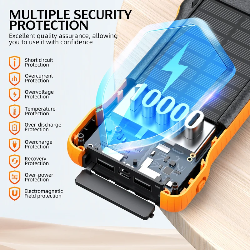 Solar Powerbank mit integriertem LED-Licht Skanto