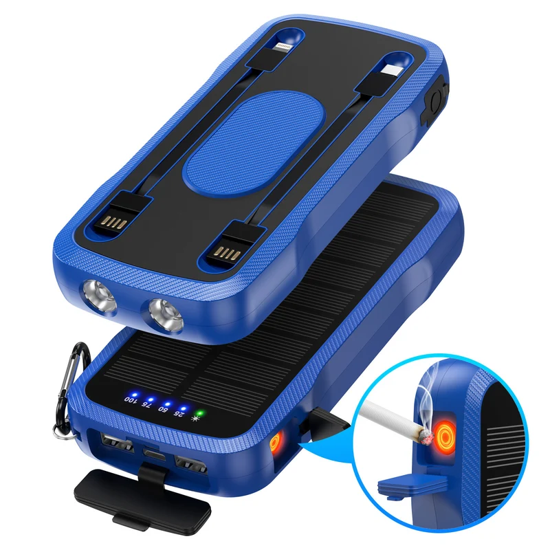 Solarladegerät mit integrierten USB-Anschlüssen und LED-Leuchten Skanto