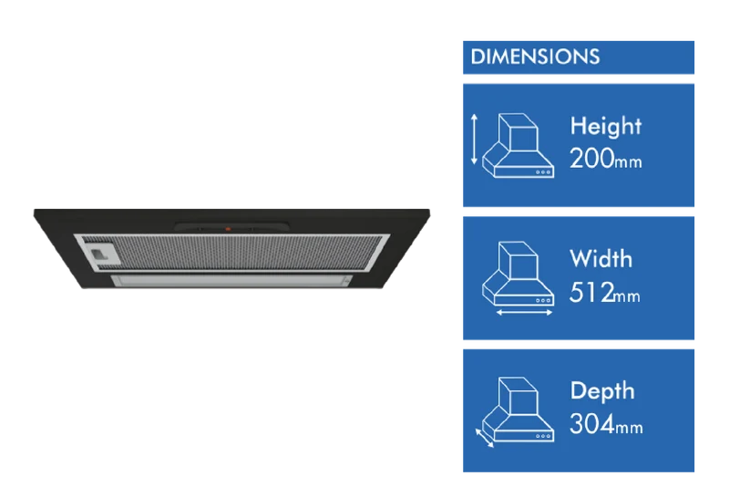 Chef 50cm Integrated Rangehood, Dark Stainless
