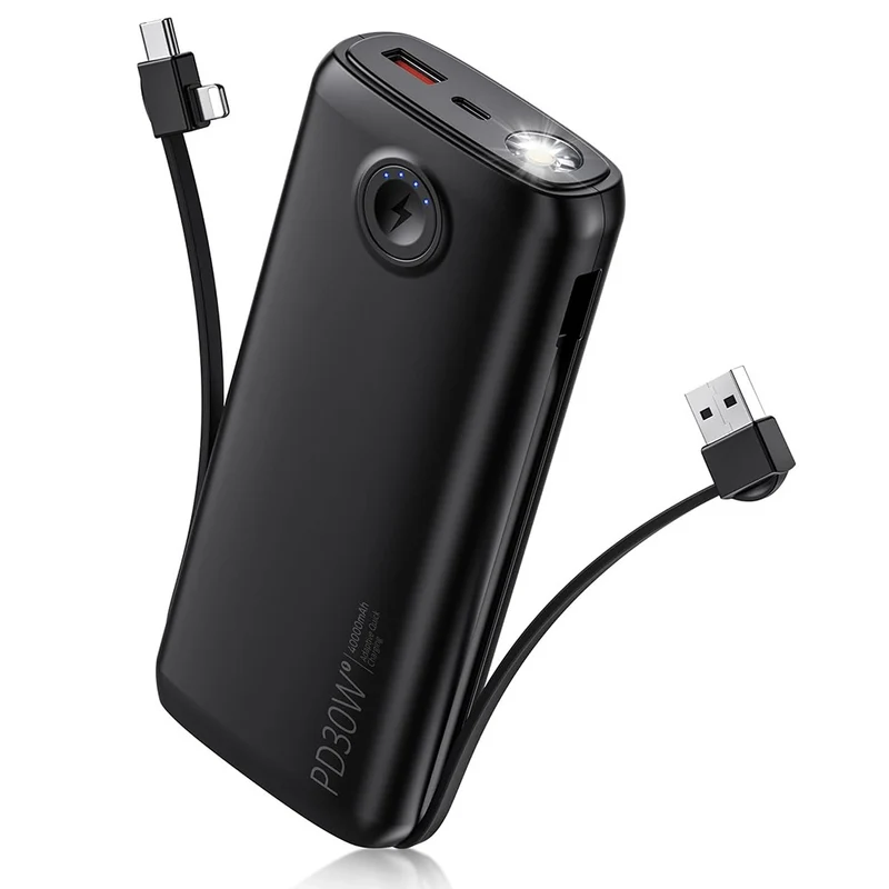 Tragbare Powerbank mit digitalem LED-Display und Taschenlampenfunktion Skanto