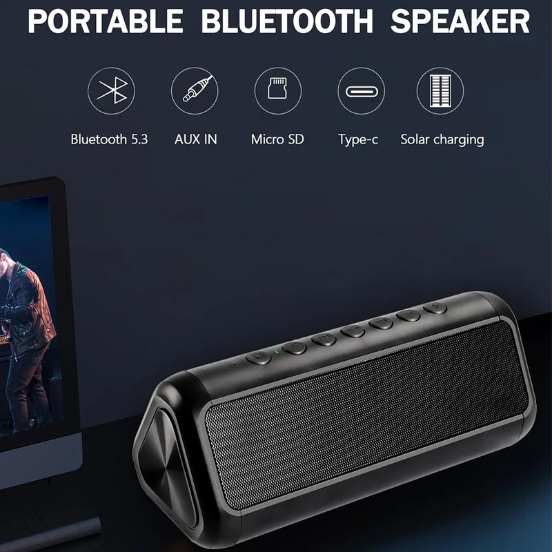 Tragbarer Bluetooth-Lautsprecher mit Solarladefunktion Skanto
