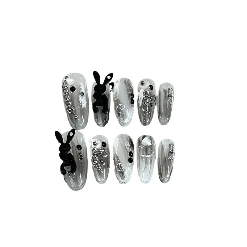 Künstlerisches Bunny-Themen Press-On Nagelset