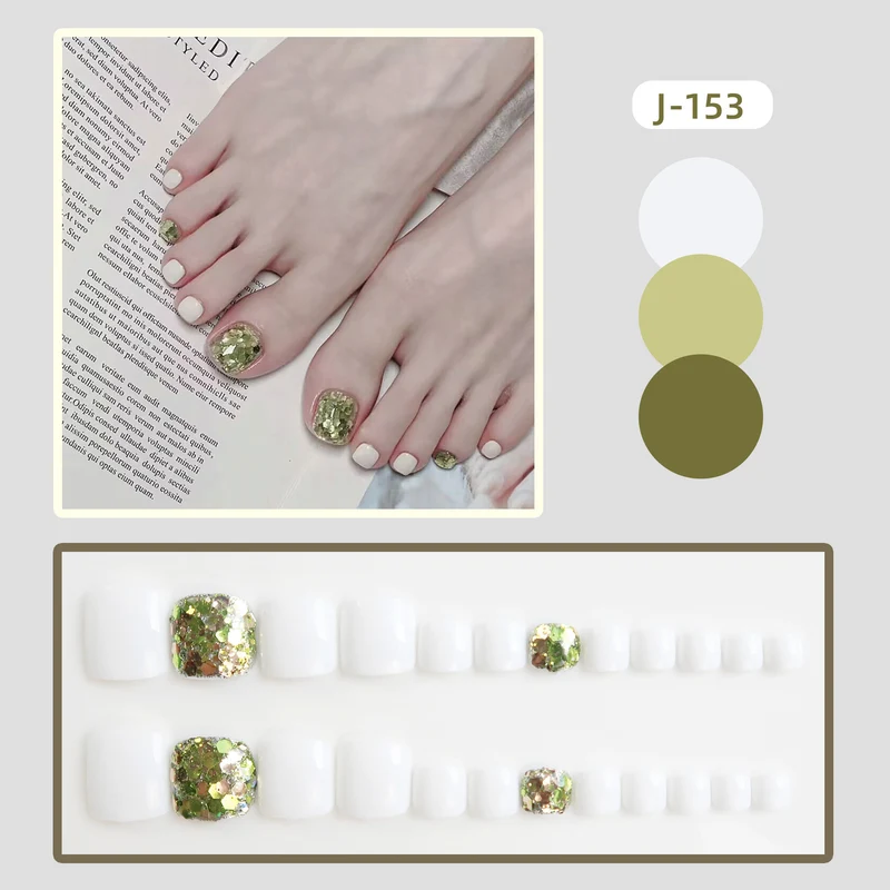 Elegantes Press-On Zehennagel Kunstset