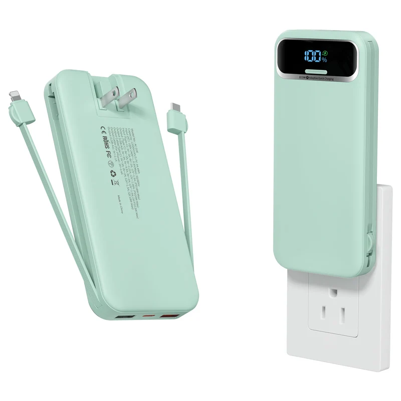 Powerbank mit integriertem Akkuladegerät und LCD-Bildschirm Skanto
