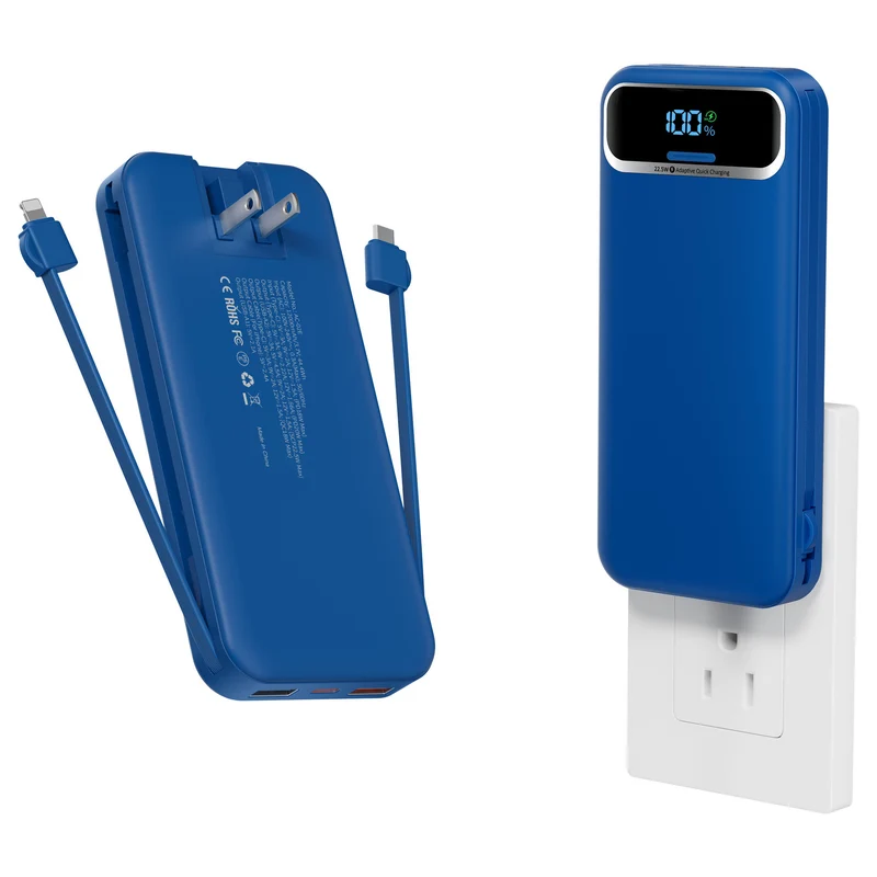 Powerbank mit integriertem Akkuladegerät und LCD-Bildschirm Skanto