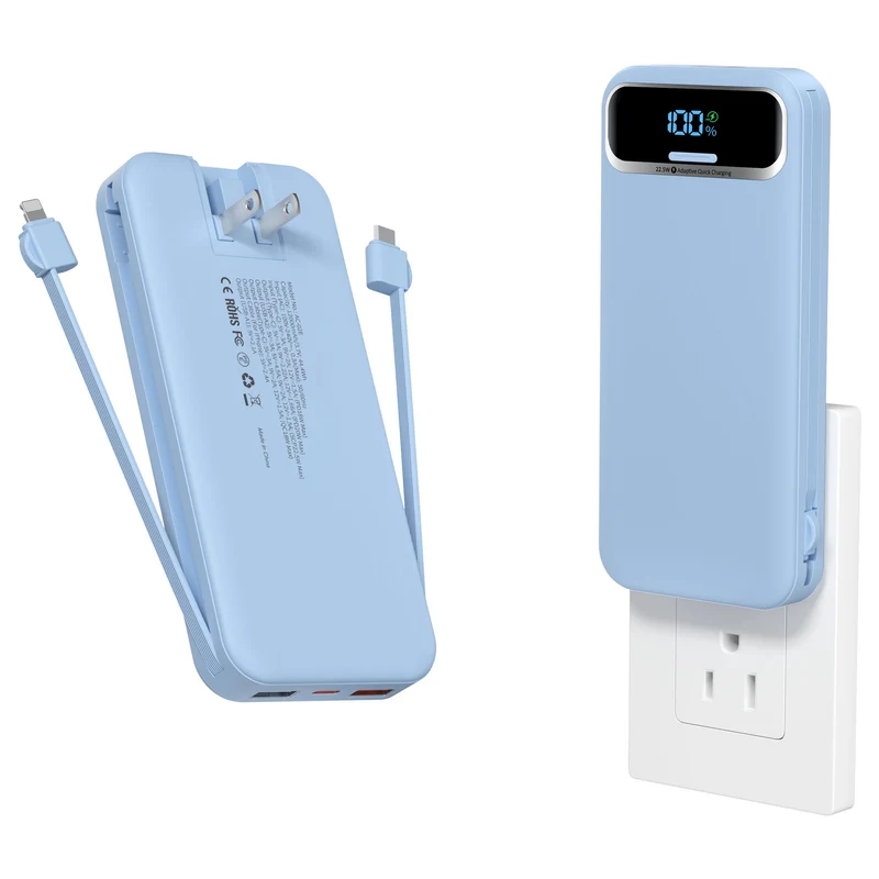 Powerbank mit integriertem Akkuladegerät und LCD-Bildschirm Skanto