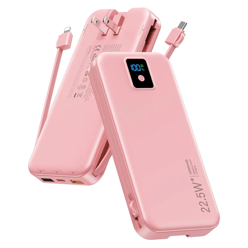 Powerbank mit digitalem LCD-Display und integriertem Ladegerät Skanto