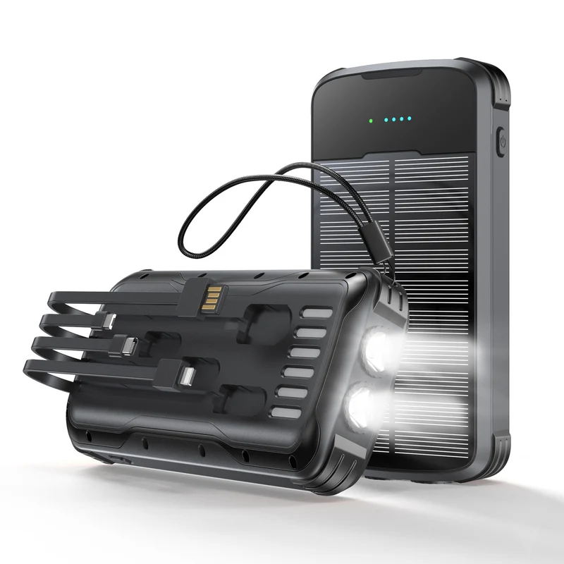 Multifunktionale Solar-Powerbank mit LED-Taschenlampe Skanto
