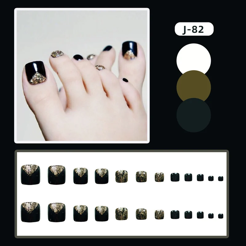 Glamourös Glitter-Enhance Press-On Fußnagelset