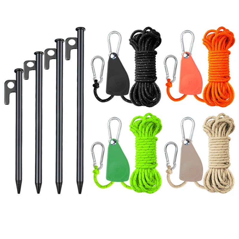 Zugseil mit Karabiner und Zelthering Skanto