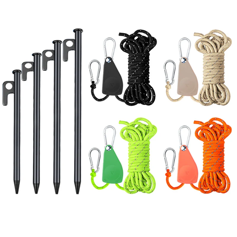 Multifunktionales Seil-Set mit Karabiner und Zeltheringen Skanto