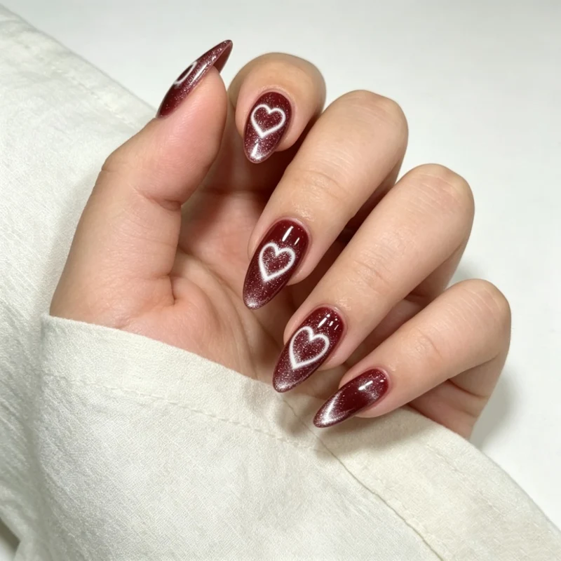 Dekorative Herz-verzierte Nagelerweiterungen