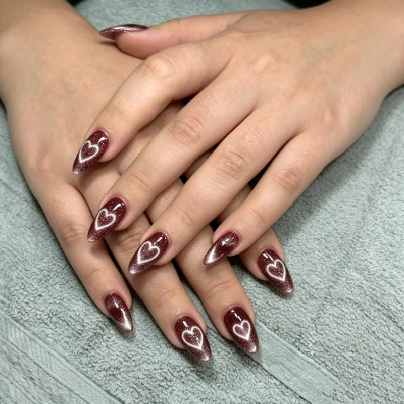 Dekorative Herz-verzierte Nagelerweiterungen