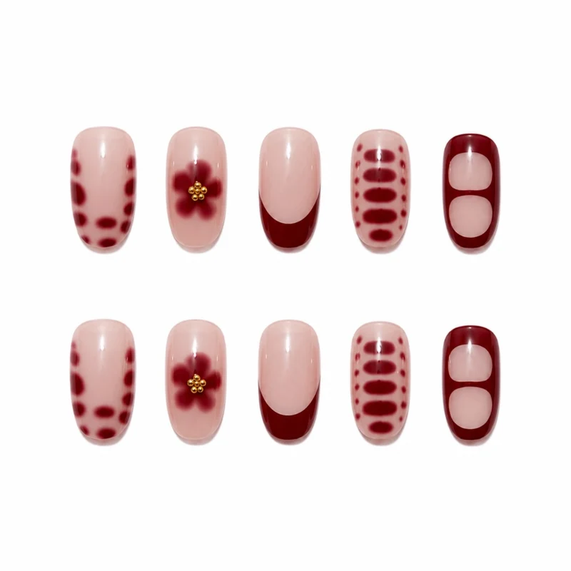 Dekorative Blumen Press-On Nagelverzierungen