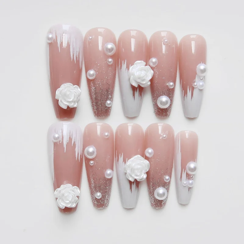 Dekoratives Langes Press-On Nagelkunst Set
