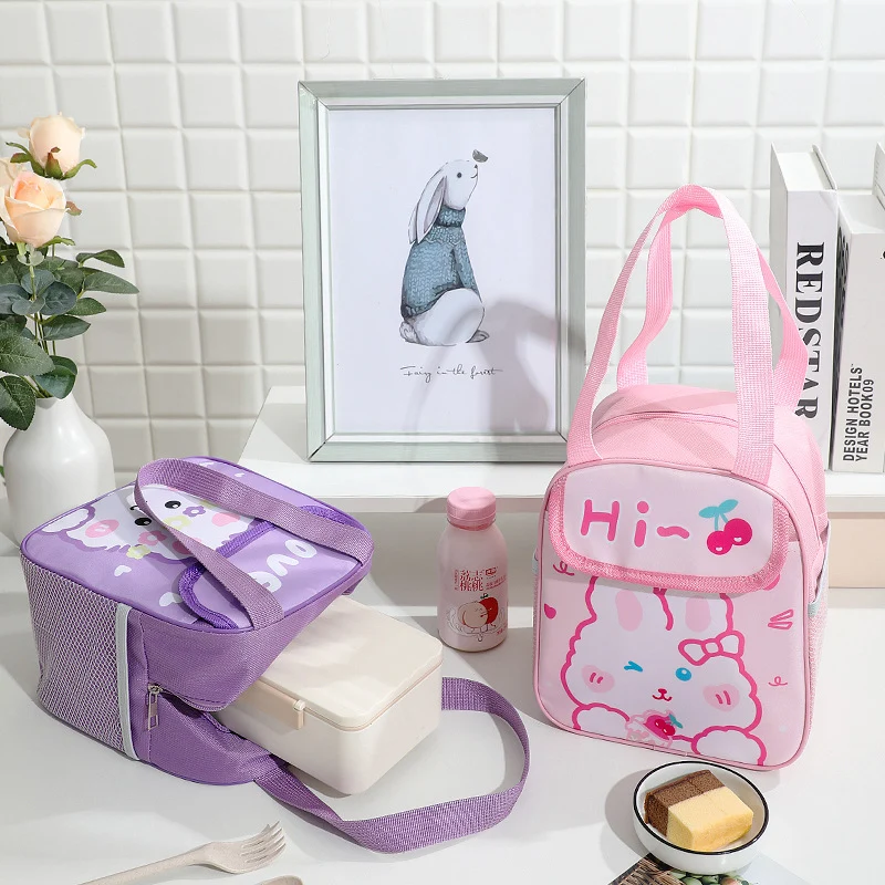 Isolierte süße Kaninchen-Themen Lunch Tasche Brehn