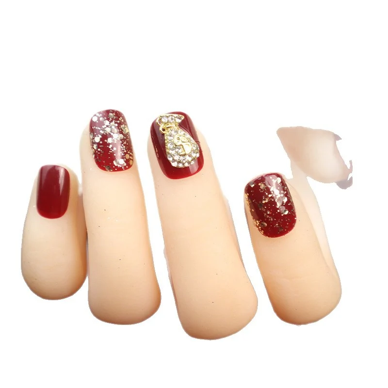 Dekoratives, mit Glitzer verziertes Press-On-Nagelset
