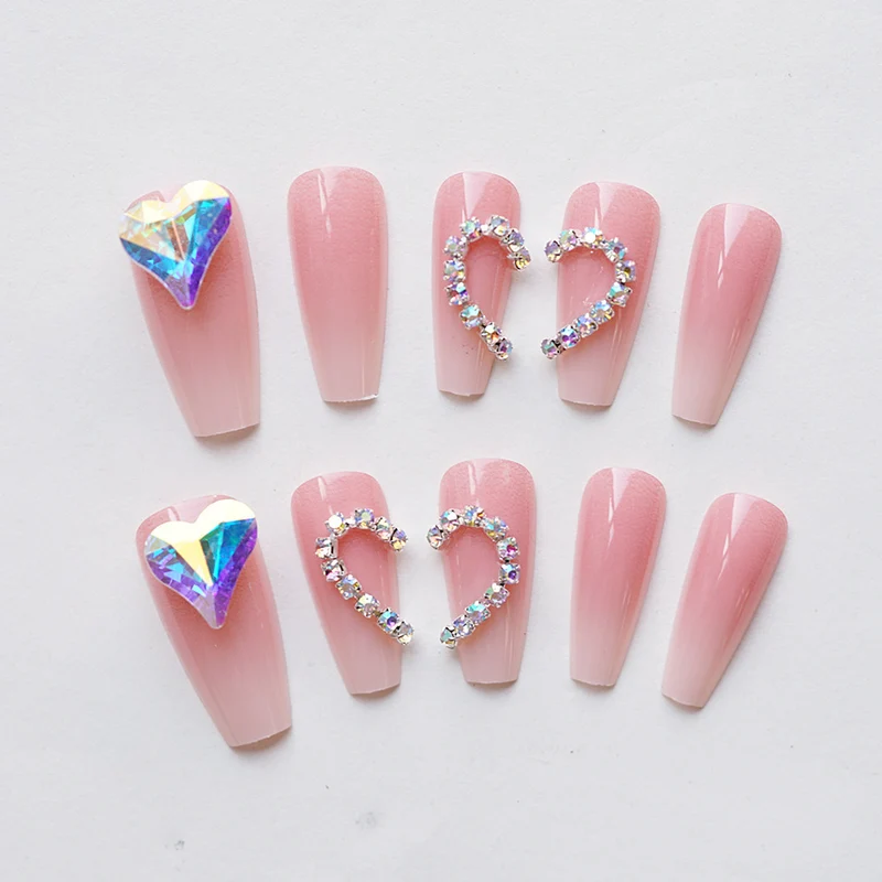 Künstlerisches mit Strass verziertes Press-On Nail Set