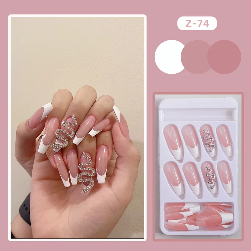 Künstlerisches mit Strass verziertes Press-On Nagelset