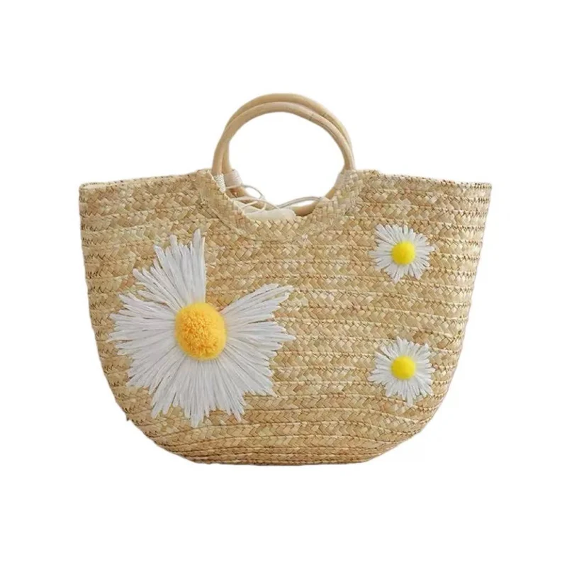 Stilvolle Strohtasche mit floralen Akzenten Skanto
