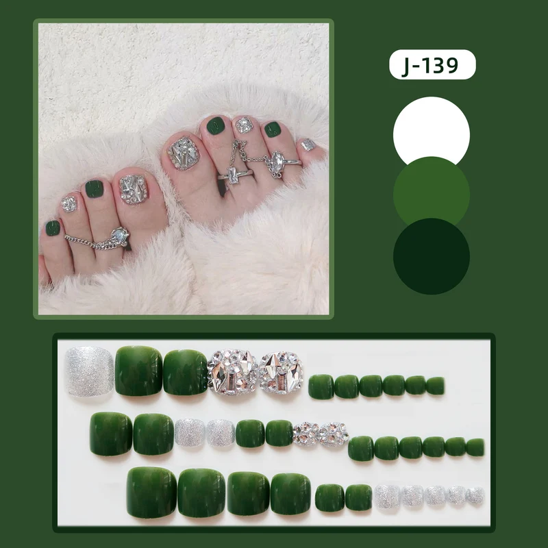 Dekoratives, mit Strass verziertes Press-On Zehennagel-Set 1790727289
