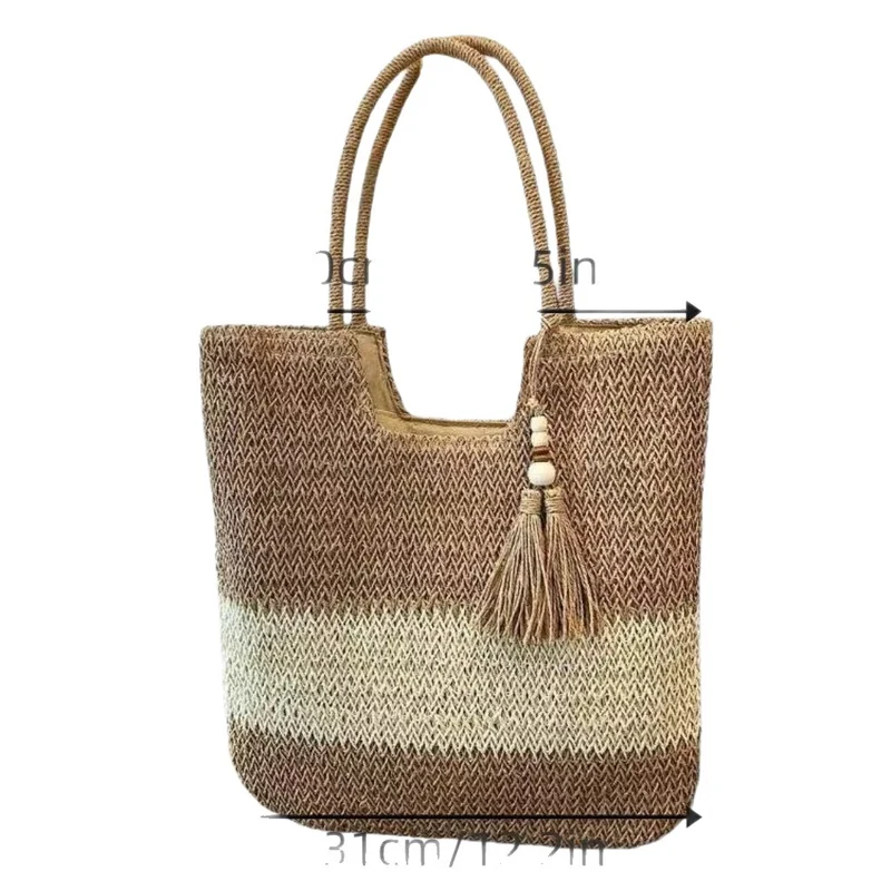 Handtasche aus gewebtem Naturmaterial mit Quastendetails Skanto