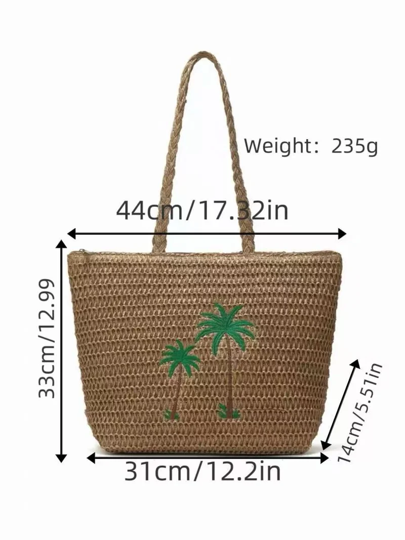 Sommerliche Korbtasche mit Palmenmuster Skanto