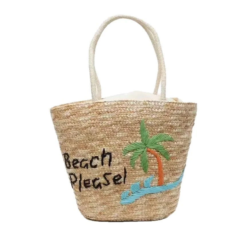 Sommerliche Korbtasche mit kreativem Strandmotiv Skanto
