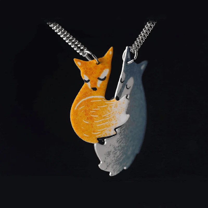 Interlocking Fox Anhänger Halskette Brehn