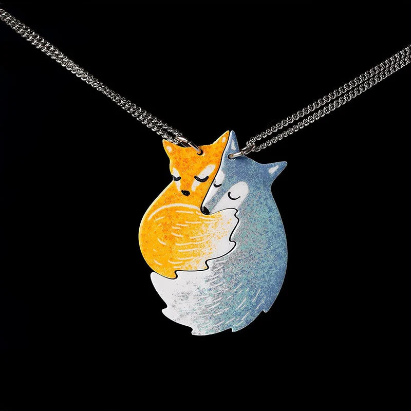Interlocking Fox Anhänger Halskette Brehn