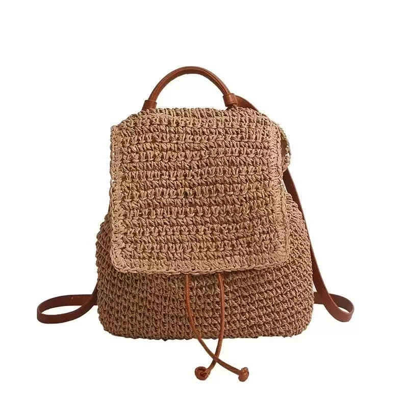 Rucksack mit gehäkeltem Design und stabilen Lederriemen Skanto
