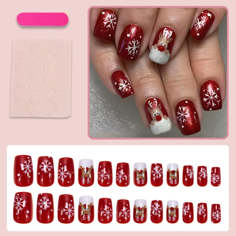 Weihnachts Kunstnagelset mit festlichen Schneeflocken- und Rentierdesigns Brehn