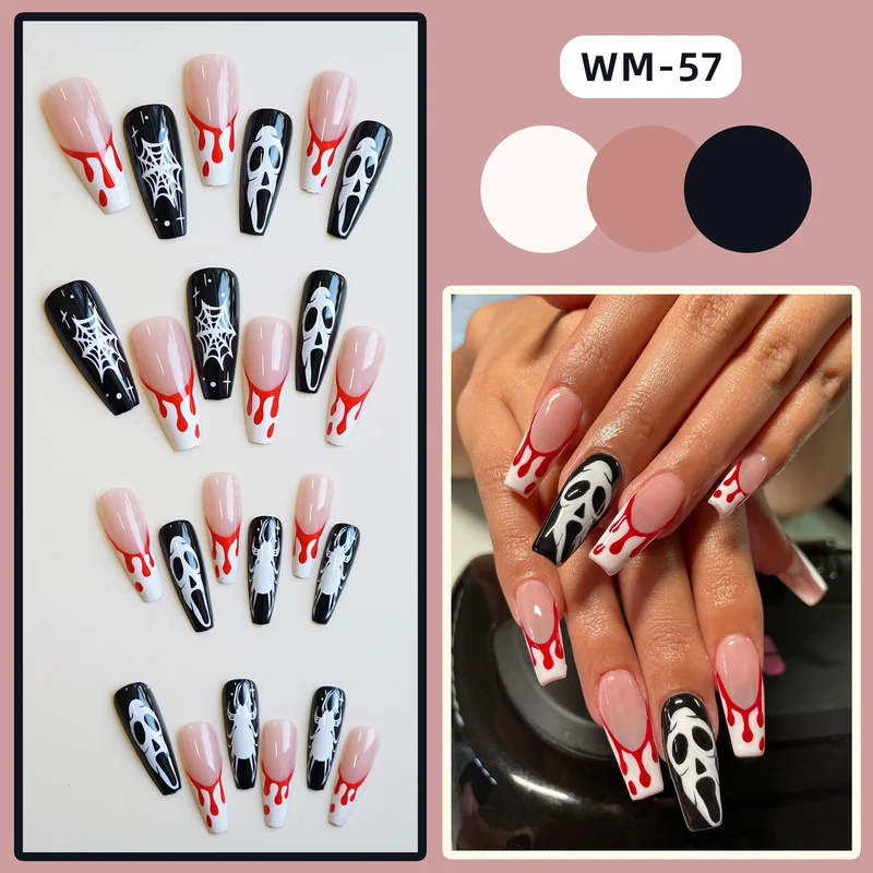 Künstlerisch vom Horror inspiriertes Press-On Nail Set