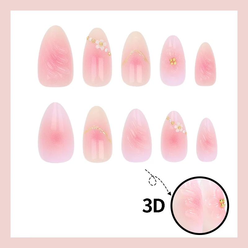 Kunstnagelset mit zarten Blüten- und Ombre-Designs Brehn