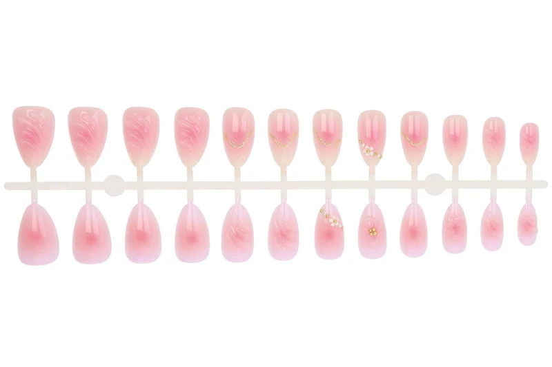Kunstnagelset mit zarten Blüten- und Ombre-Designs Brehn