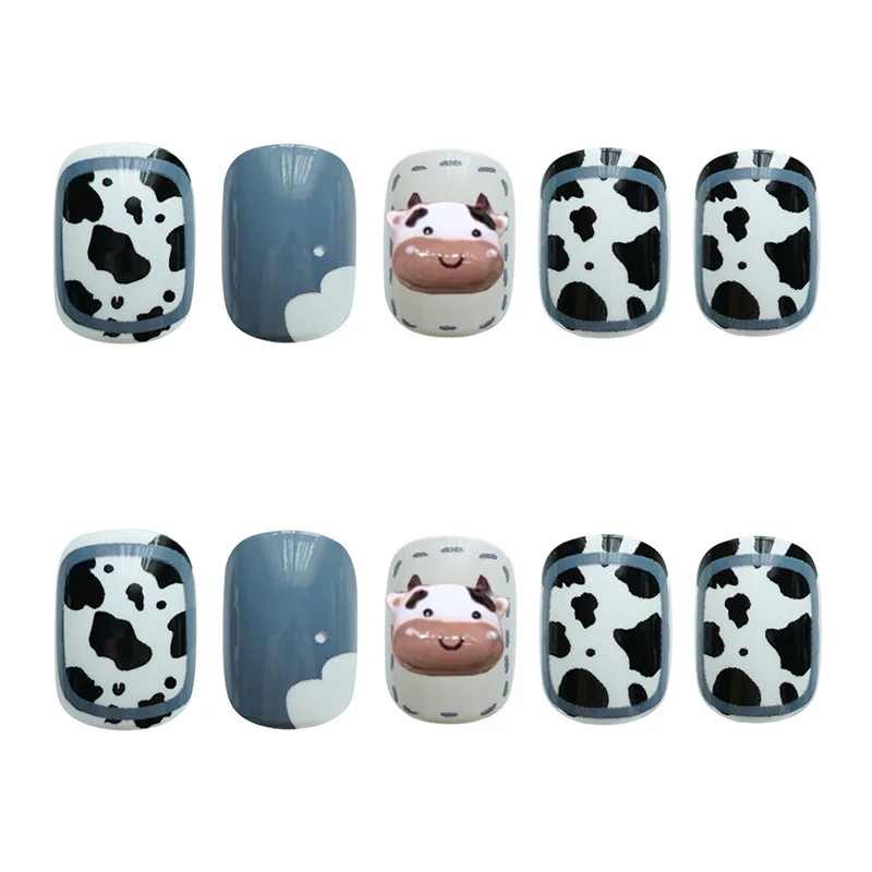Cow Print Themed Press-On Nail Set
