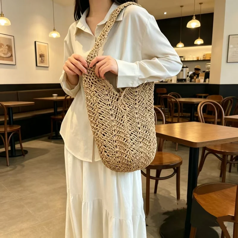Handgemachte Makramee Shopper-Tasche Skanto