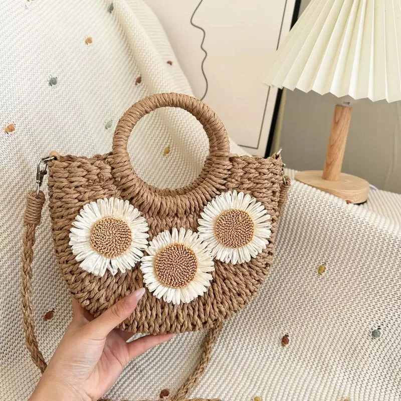 Handtasche aus Naturmaterialien mit floralen Details Skanto