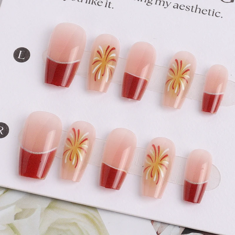 Künstlerisches French Tip Press-On Nagelset