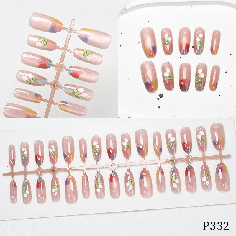 Künstlerisches Blumen Press-On Nagelset