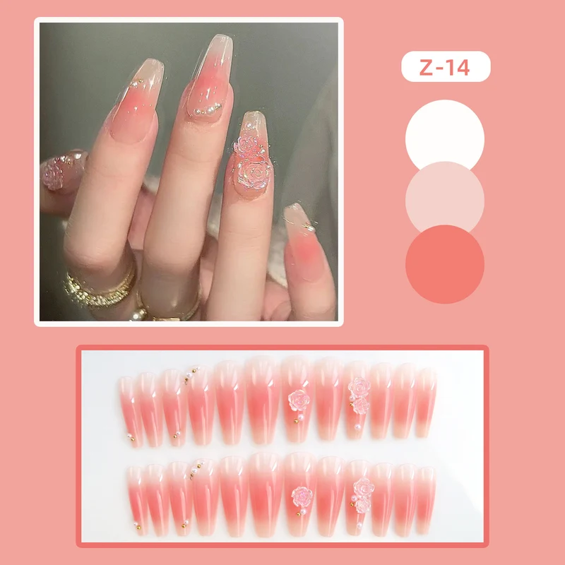 Künstlerisches Floral Press-On Nagelkunst Set