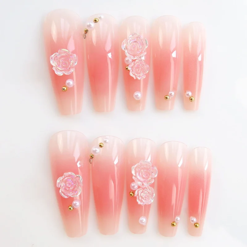 Künstlerisches Floral Press-On Nagelkunst Set
