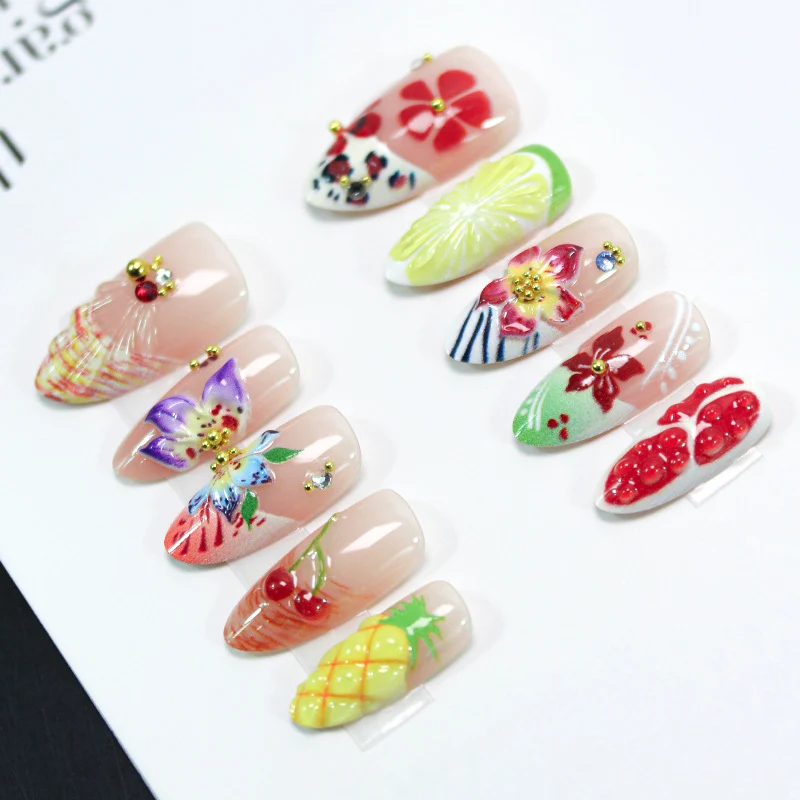 Kunstnagelset mit tropischen Fruchtmotiven Brehn