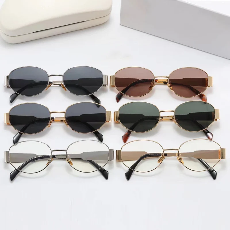 Elegante ovale Damen-Sonnenbrille mit goldfarbenem Rahmen Skanto
