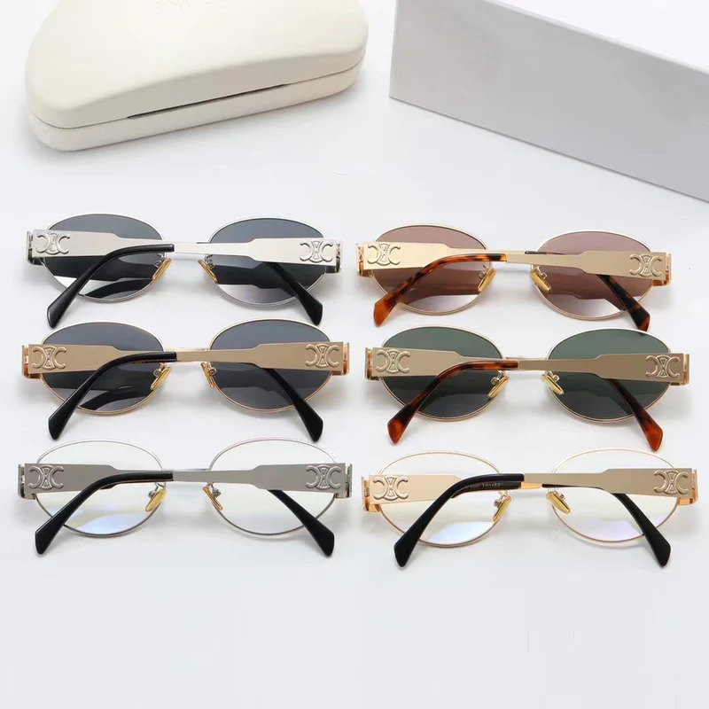Elegante ovale Damen-Sonnenbrille mit goldfarbenem Rahmen Skanto