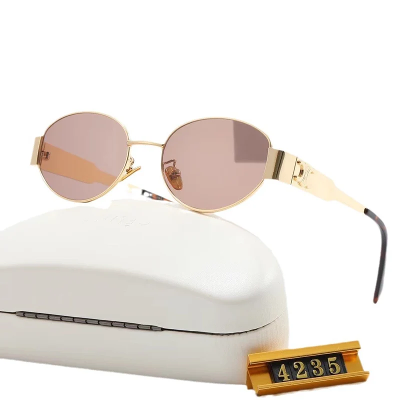 Elegante ovale Damen-Sonnenbrille mit goldfarbenem Rahmen Skanto