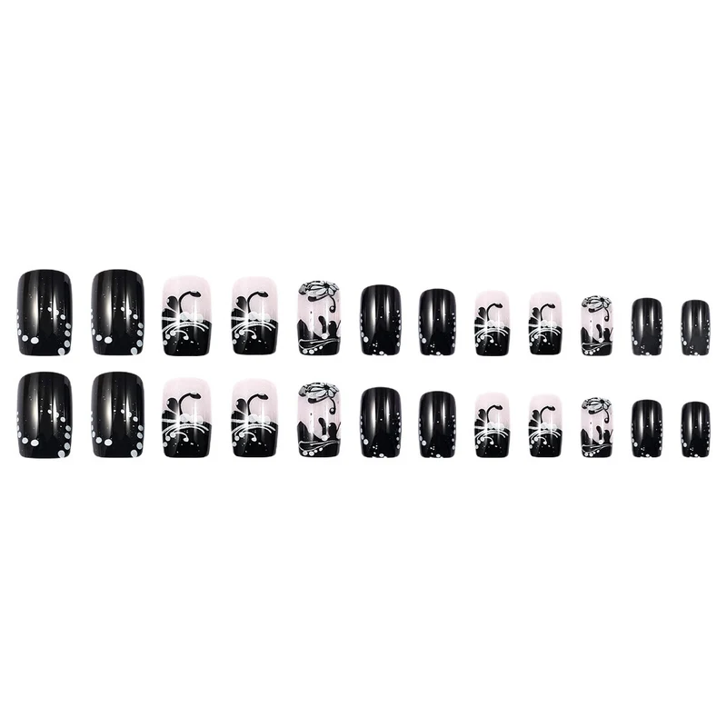 Künstlerisches dekoratives Press-On-Nagelset mit floralem und abstraktem Design